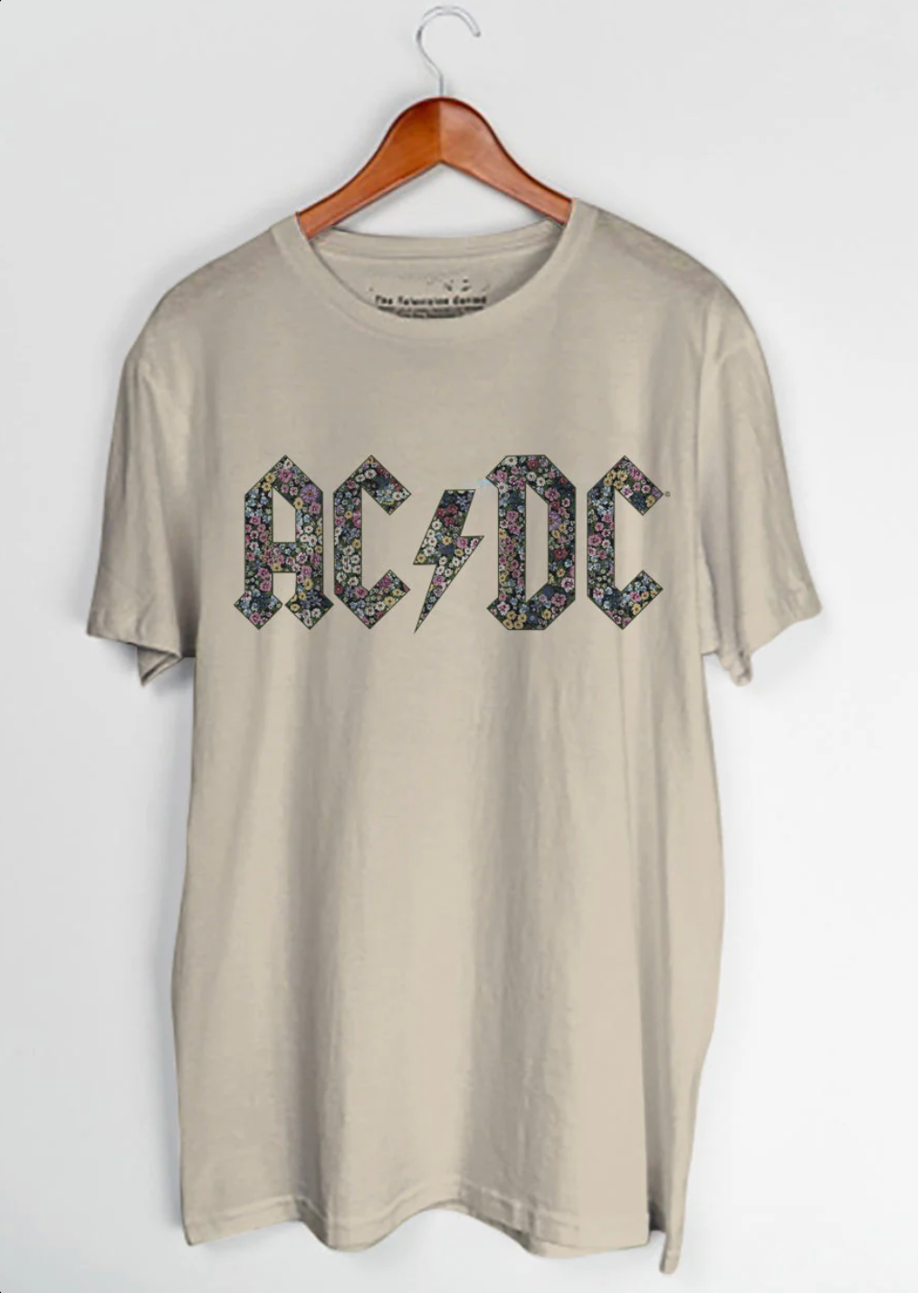 AC/DC - "Floral Letters" T-shirt - Beige