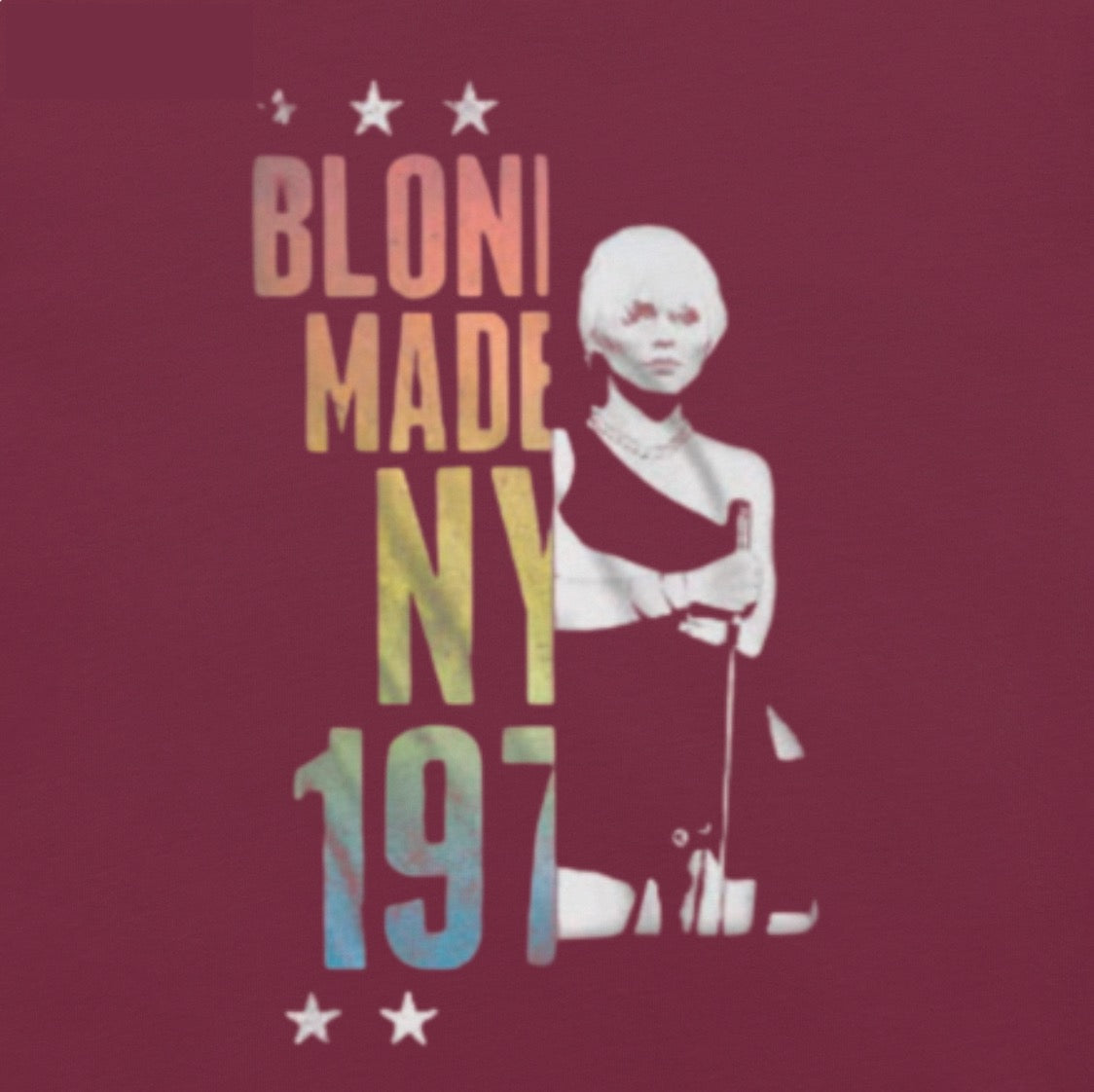 Blondie - NY Blondie 1974 Split T-Shirt (Maroon)