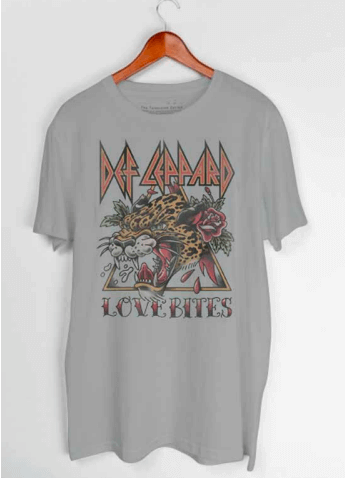 Def Leppard Vintage Love Bites T-Shirt (Silver)