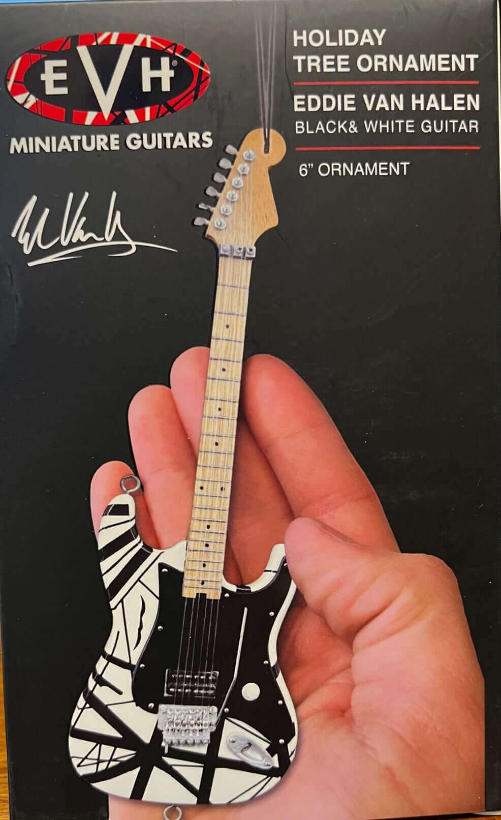 EVH – “Franky” (White/Black) Mini Guitar Holiday Ornament