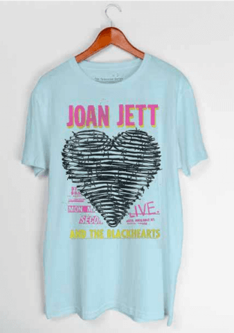 Joan Jett - Heart T-Shirt (Light Blue)
