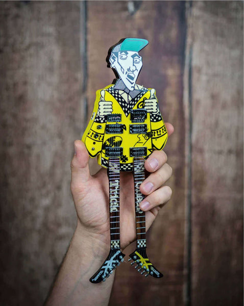 RICK NIELSEN™ Uncle Dick Doubleneck Mini Guitar Replica Collectible 