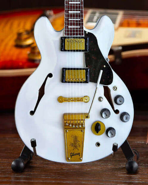 Alex Lifeson Signature ES-355 Gibson Alpine White Miniature Guitar Model - Officially Licensed