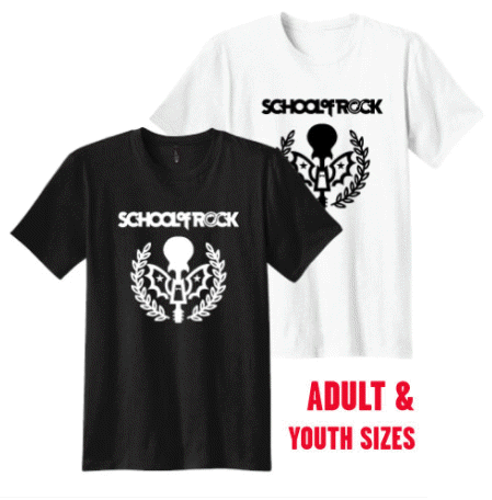 SCHOOL OF ROCK BATWING T-SHIRT (Black OR White) - Adult & Youth Sizes