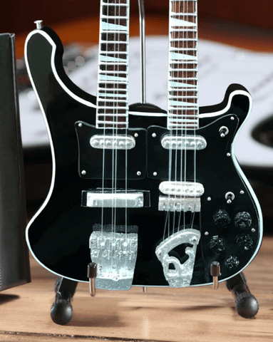 Geddy Lee Signature Doubleneck Black Miniature Bass Guitar Replica