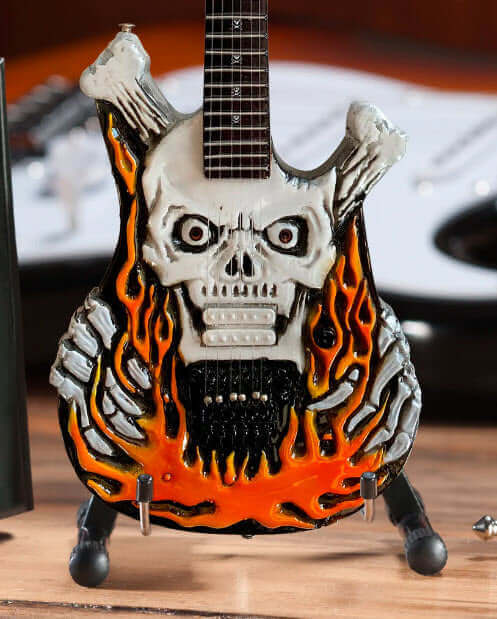 Official George Lynch Signature ESP Flaming Skull Mini Guitar Replica