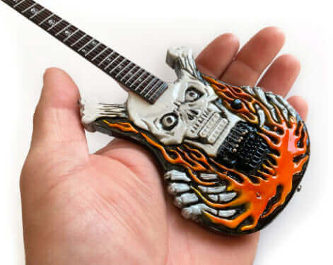 Official George Lynch Signature ESP Flaming Skull Mini Guitar Replica