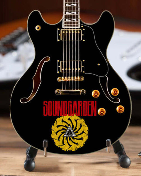 Soundgarden Logo Signature Chris Cornell Black Hollow Body Mini Guitar